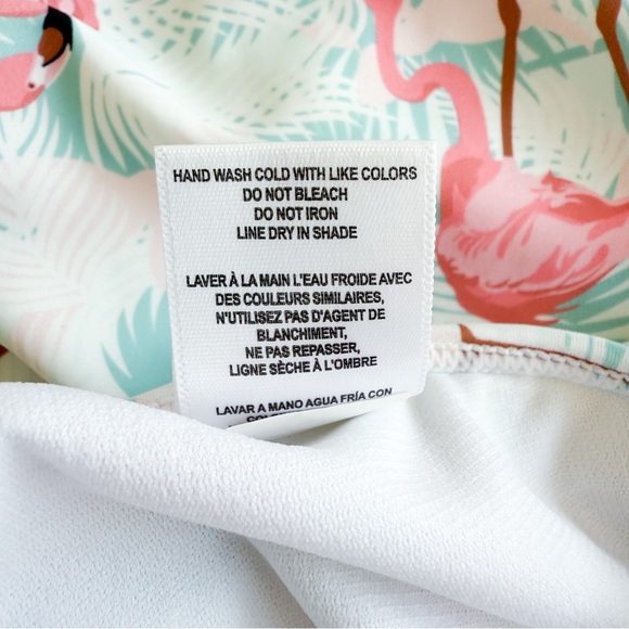 RuffleButts Flamingo Asymmetrical One Piece Swimsuit Ruffle Shoulder Girls 4T - Picture 6 of 10